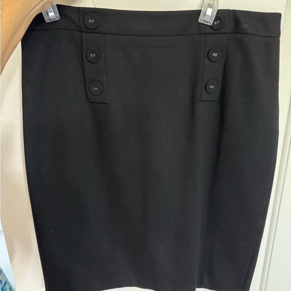 Talbots Black Pencil Skirt with Button Detail